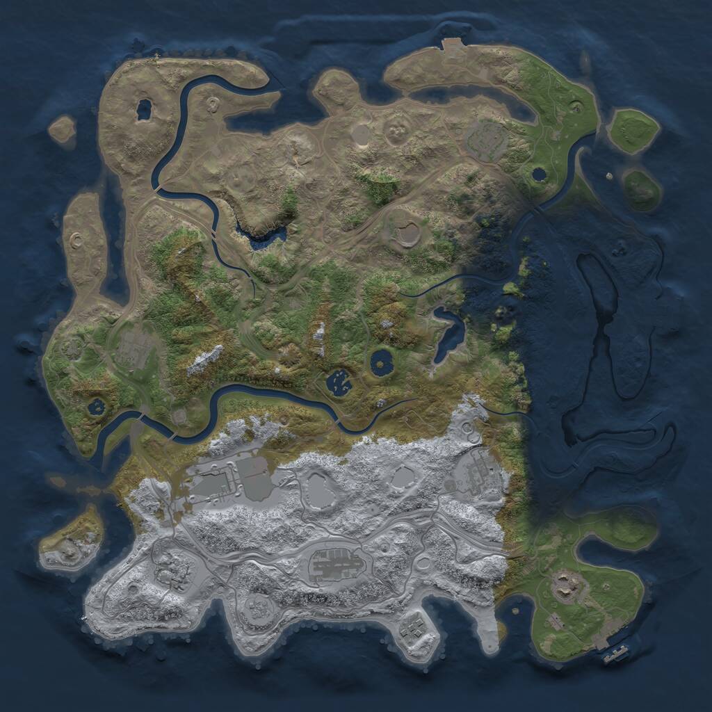 Rust Map: Procedural Map, Size: 4250, Seed: 7122023, 16 Monuments