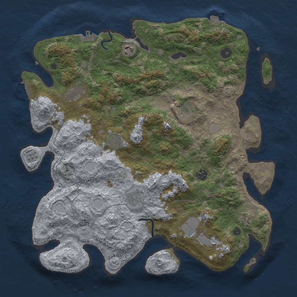 Rust Map: Procedural Map, Size: 4100, Seed: 6666, 17 Monuments