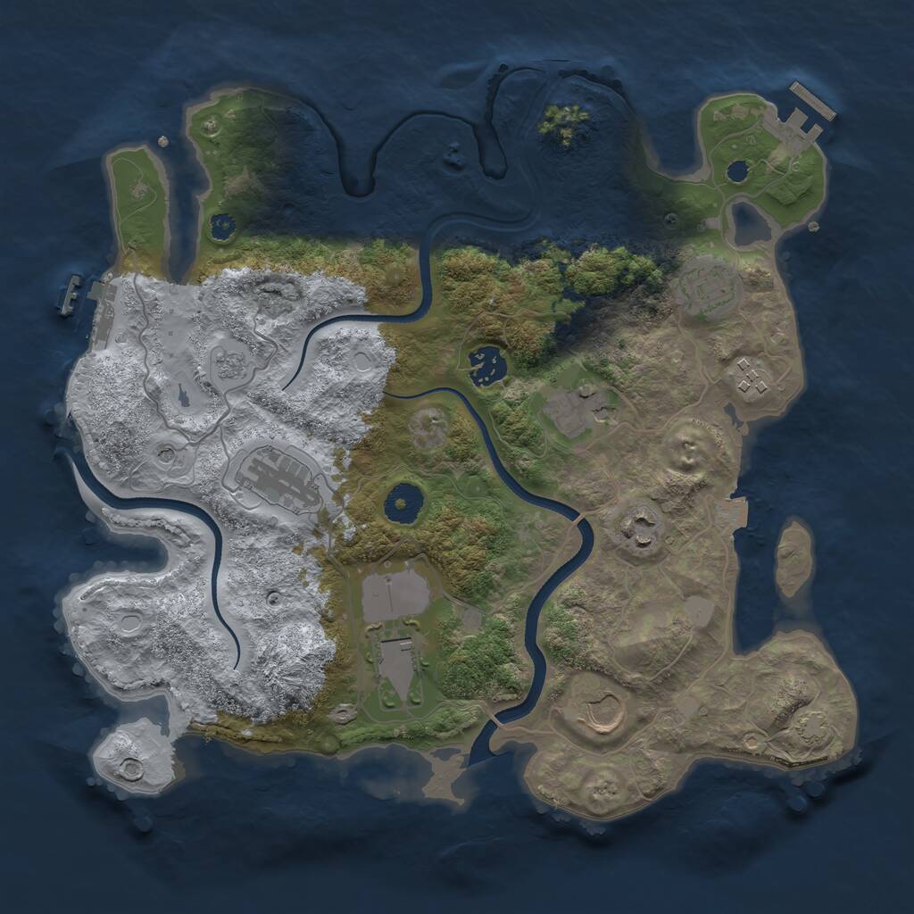 Rust Map: Procedural Map, Size: 3500, Seed: 469695696, 14 Monuments