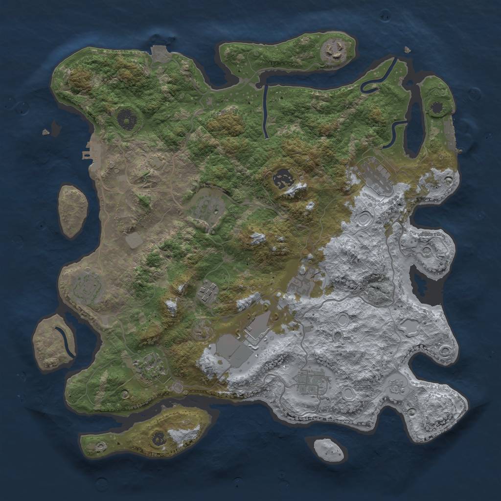 Rust Map: Procedural Map, Size: 3750, Seed: 87915327, 18 Monuments