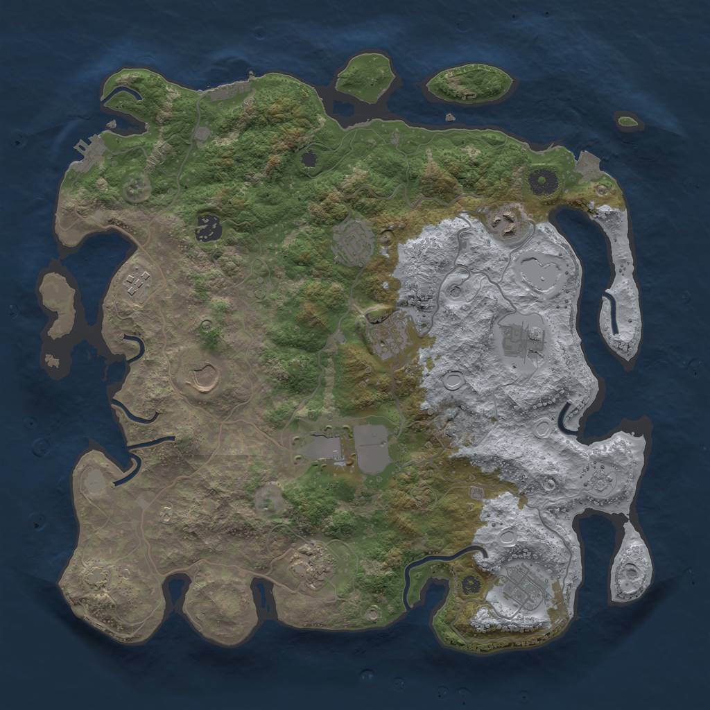 Rust Map: Procedural Map, Size: 3800, Seed: 32993251, 18 Monuments