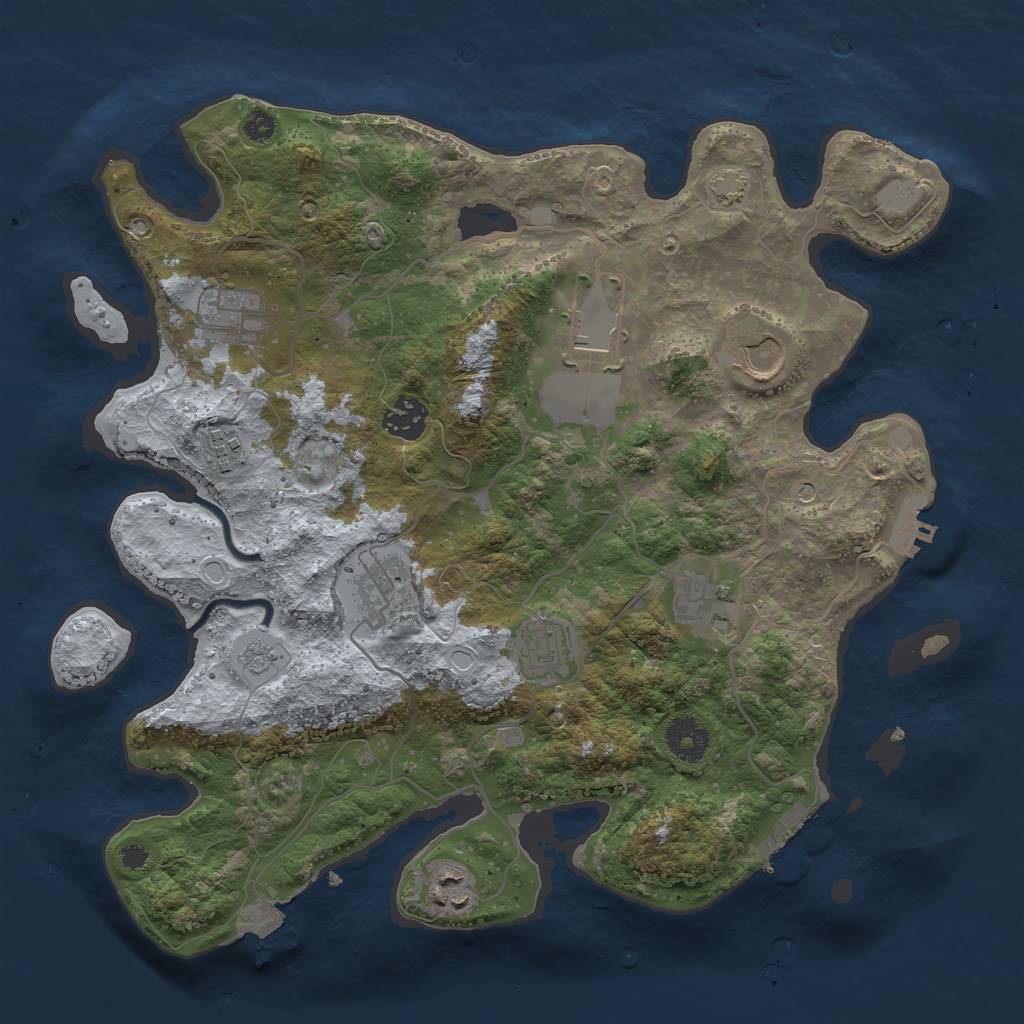 Rust Map: Procedural Map, Size: 3500, Seed: 829516757, 17 Monuments