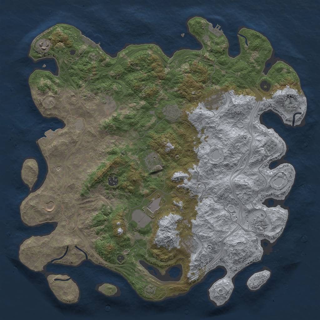 Rust Map: Procedural Map, Size: 4500, Seed: 877836457, 19 Monuments
