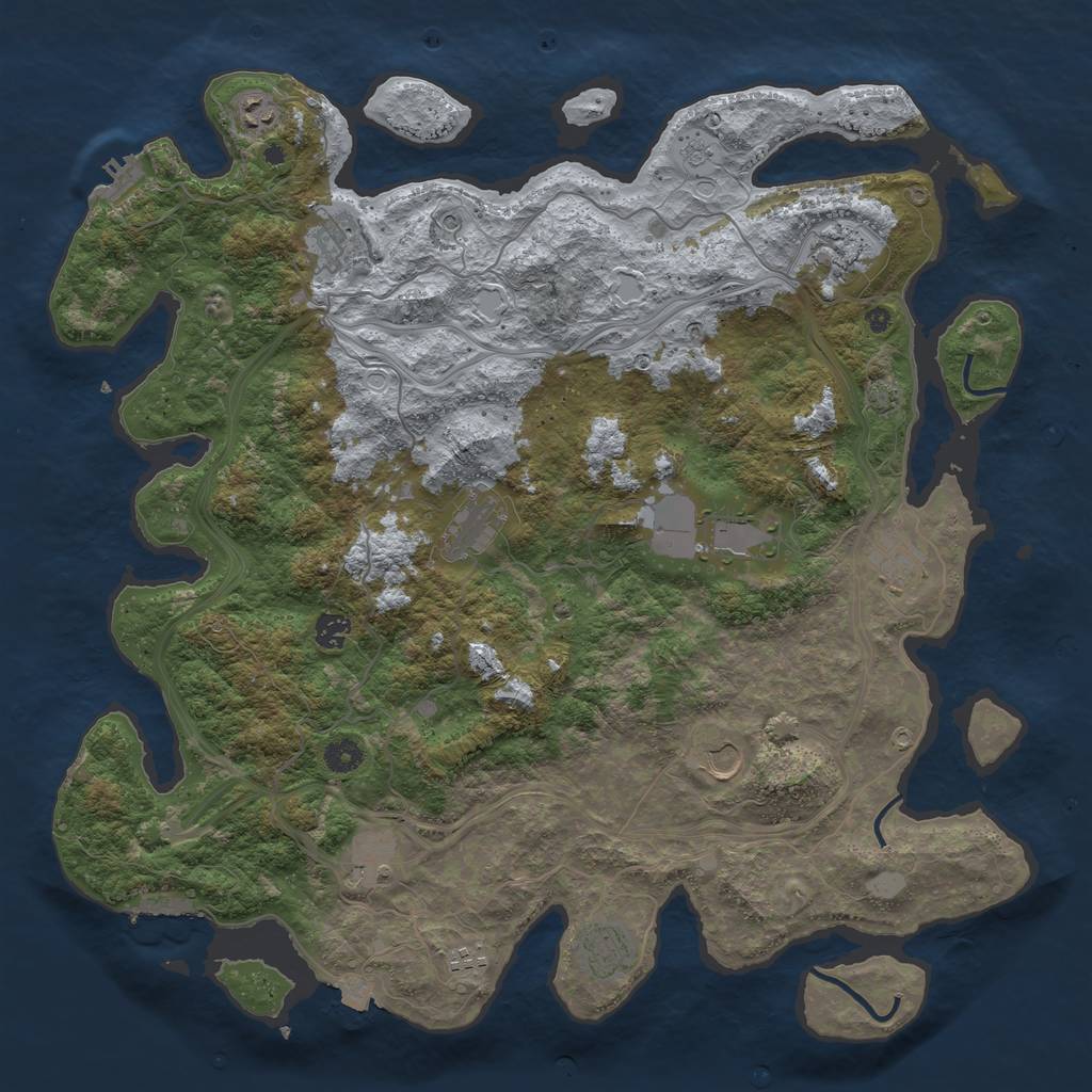 Rust Map: Procedural Map, Size: 4500, Seed: 644546368, 19 Monuments