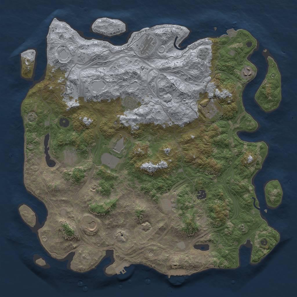 Rust Map: Procedural Map, Size: 4500, Seed: 500774, 19 Monuments