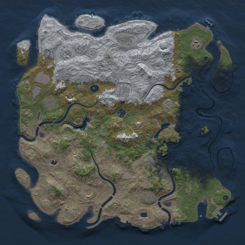 Rust Map: Procedural Map, Size: 4500, Seed: 500774, 17 Monuments