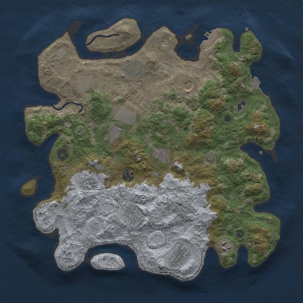 Rust Map: Procedural Map, Size: 3900, Seed: 158, 17 Monuments