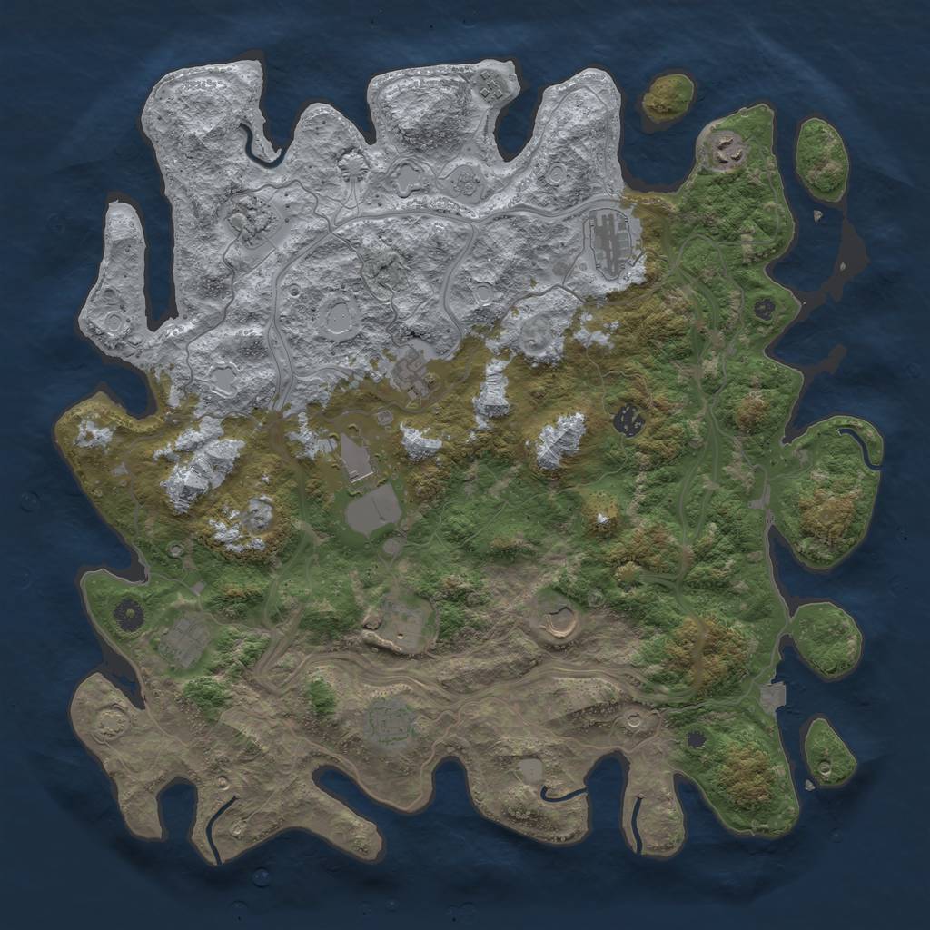 Rust Map: Procedural Map, Size: 4500, Seed: 1397224516, 17 Monuments