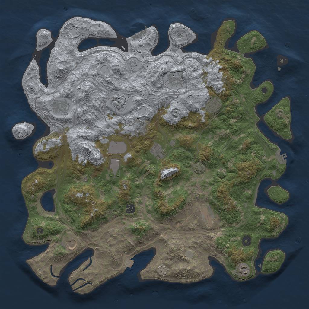 Rust Map: Procedural Map, Size: 4500, Seed: 1047571403, 19 Monuments