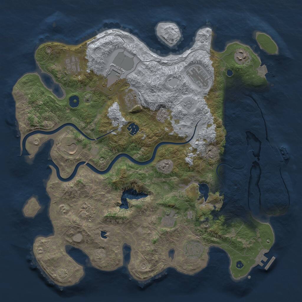 Rust Map: Procedural Map, Size: 4000, Seed: 1909296830, 17 Monuments