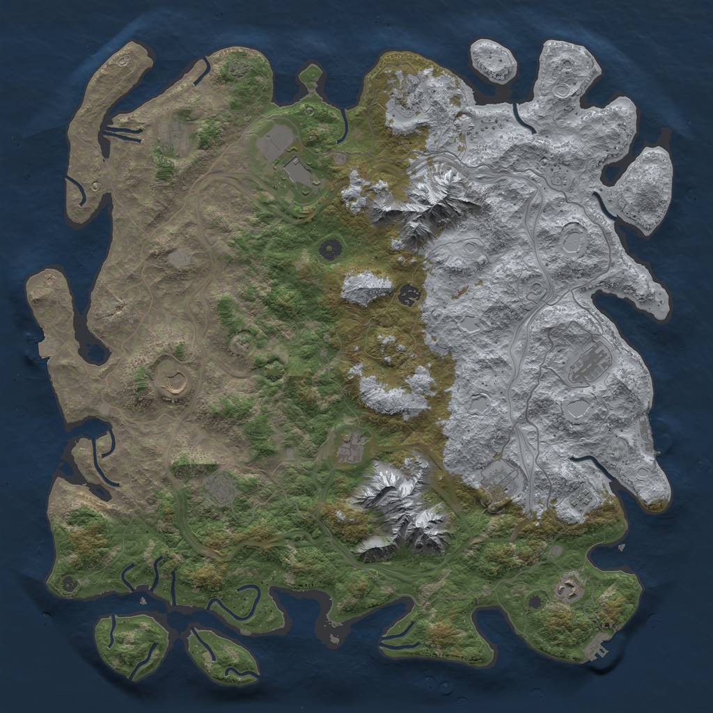 Rust Map: Procedural Map, Size: 5000, Seed: 766284375, 19 Monuments