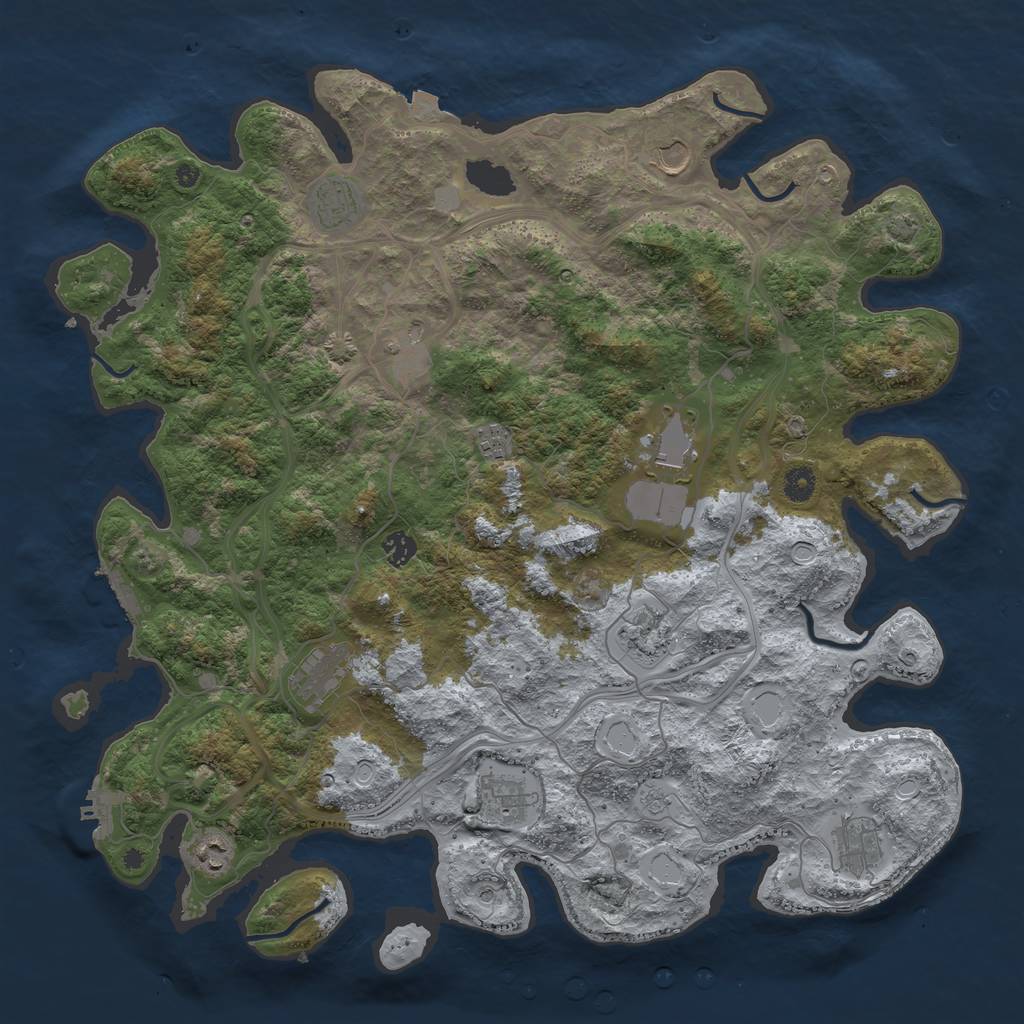 Rust Map: Procedural Map, Size: 4500, Seed: 1034128366, 19 Monuments