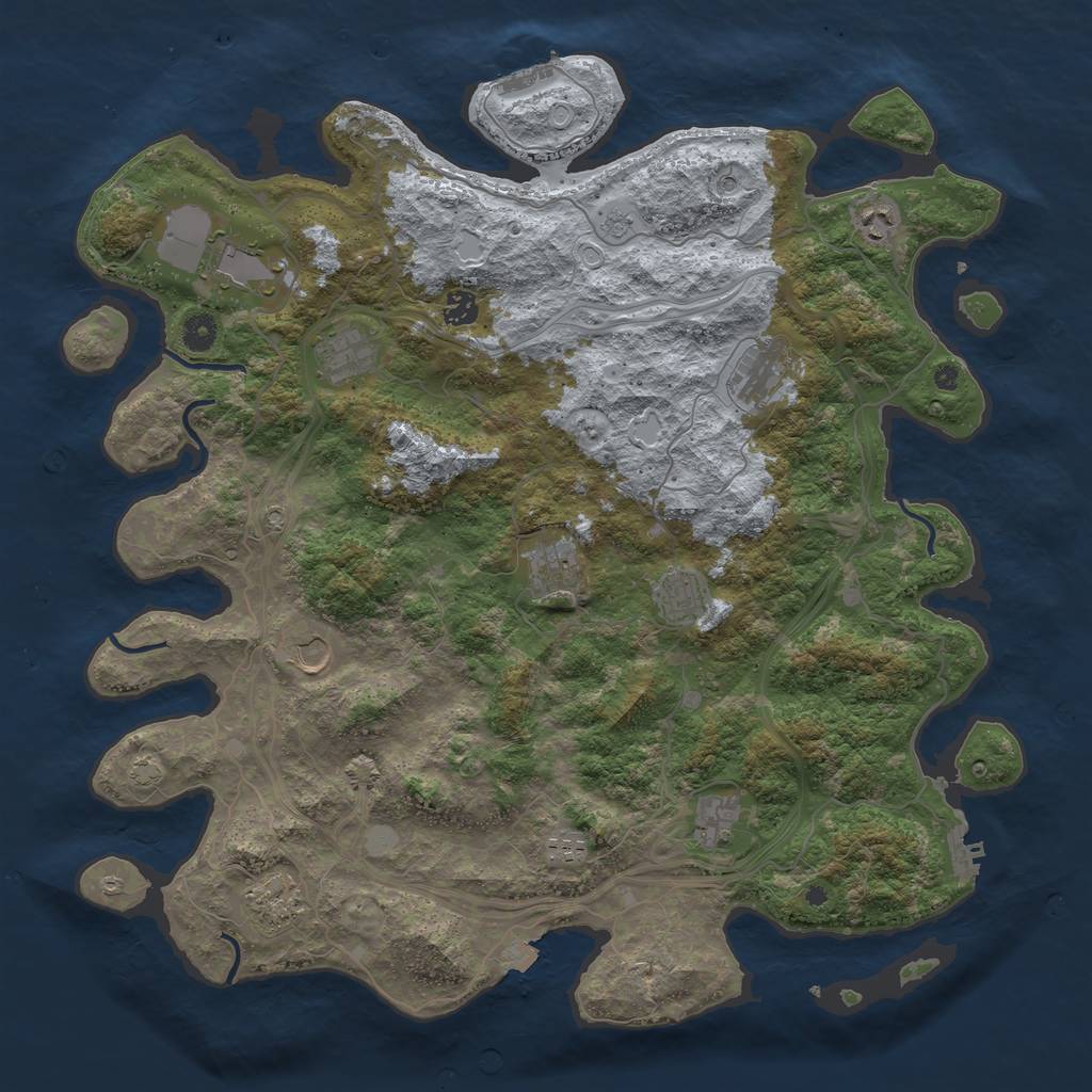 Rust Map: Procedural Map, Size: 4500, Seed: 696969696, 19 Monuments