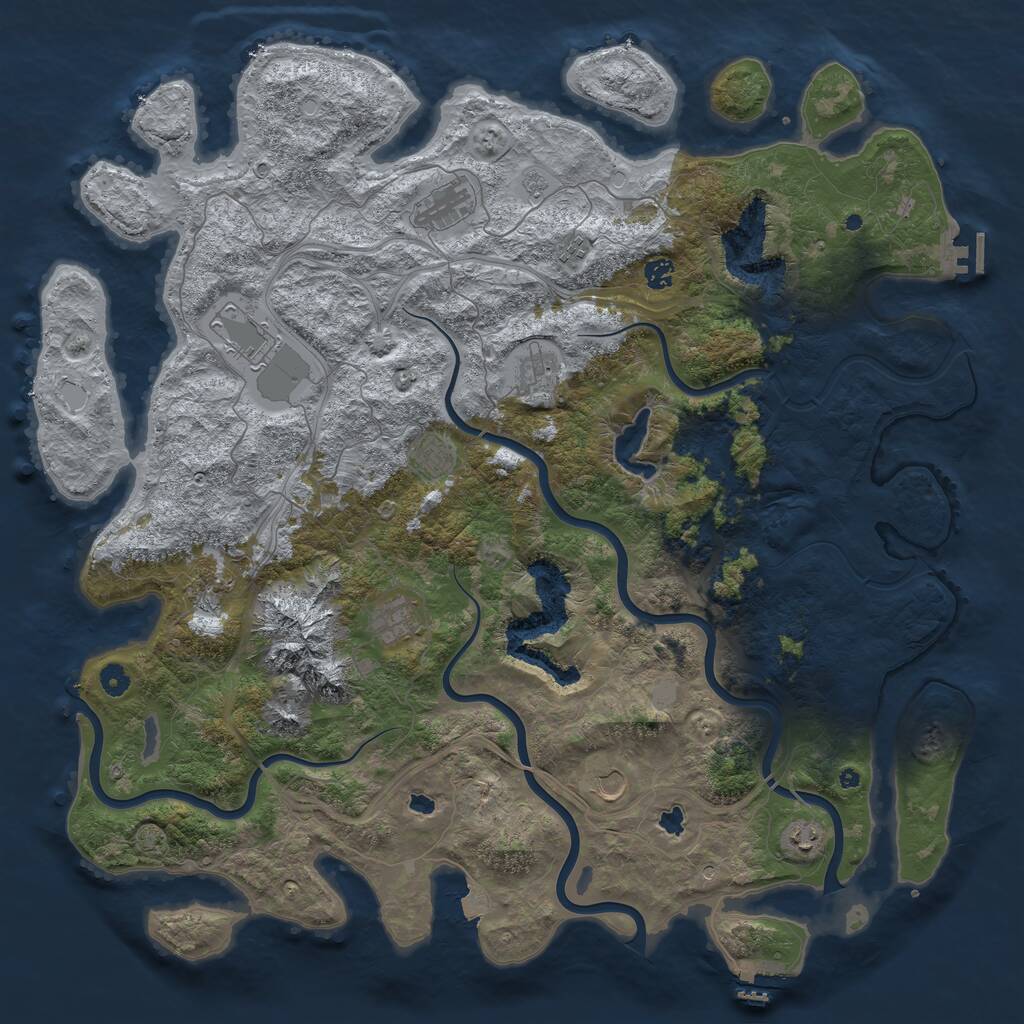 Rust Map: Procedural Map, Size: 5000, Seed: 679487796, 16 Monuments