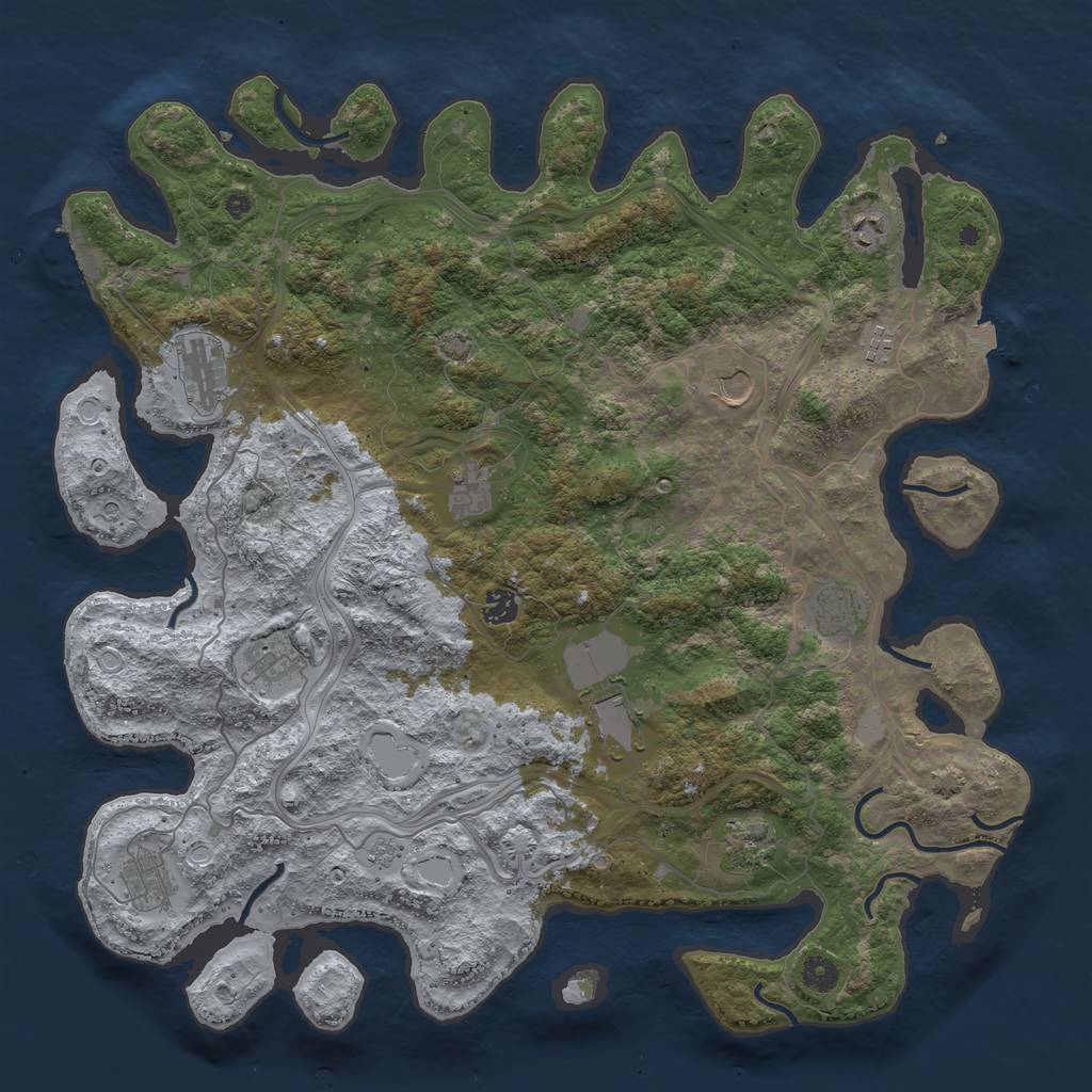 Rust Map: Procedural Map, Size: 4500, Seed: 1864560391, 18 Monuments