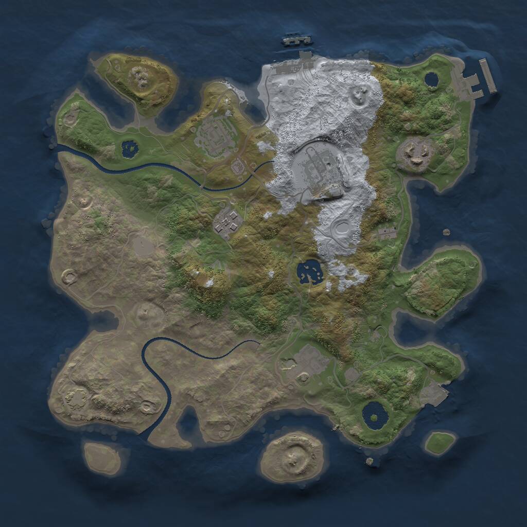 Rust Map: Procedural Map, Size: 3000, Seed: 187420187, 10 Monuments