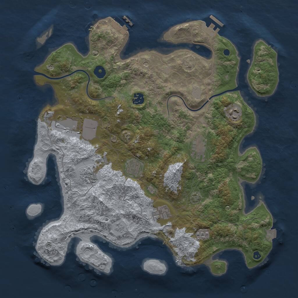 Rust Map: Procedural Map, Size: 3750, Seed: 123311363, 14 Monuments