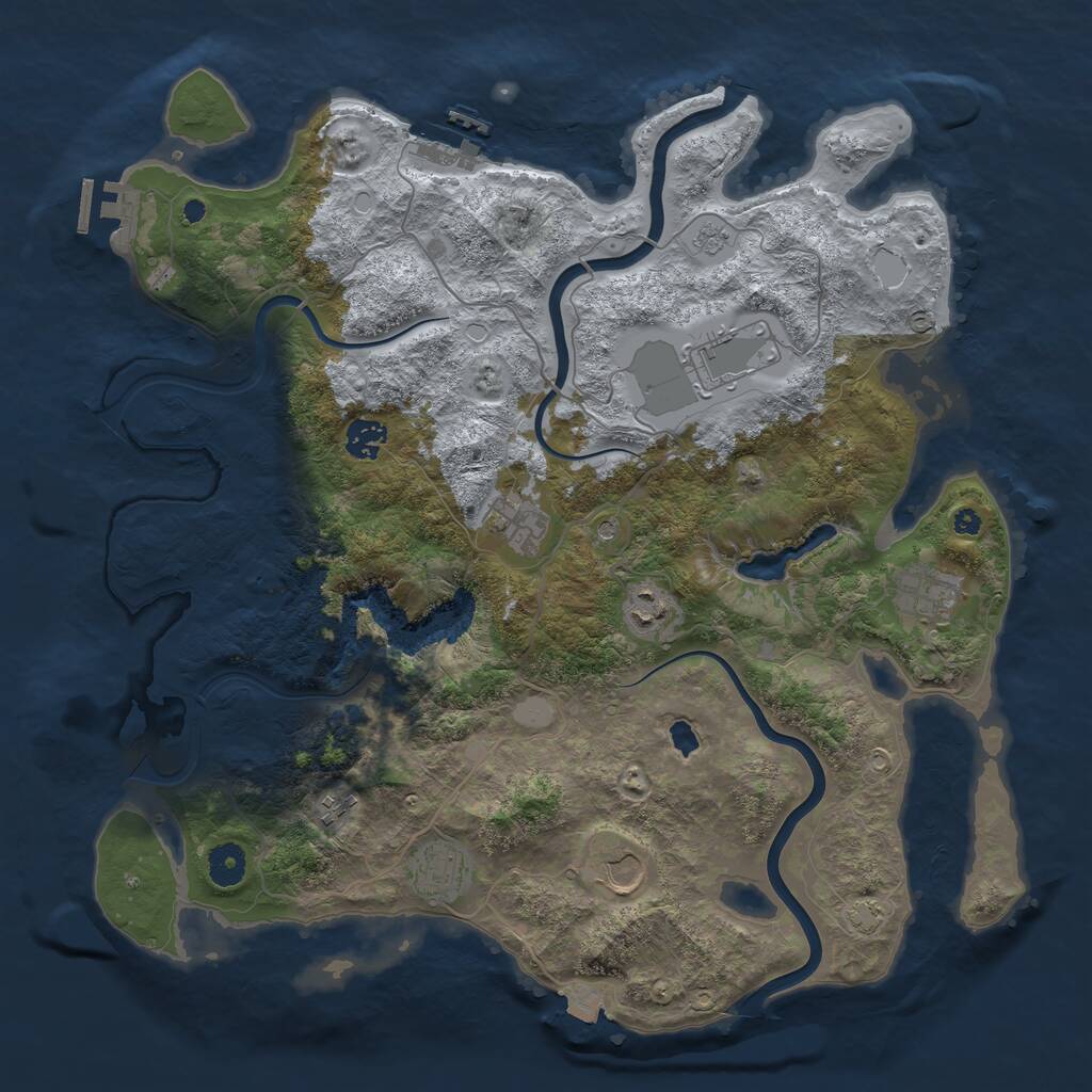Rust Map: Procedural Map, Size: 4000, Seed: 739747526, 14 Monuments