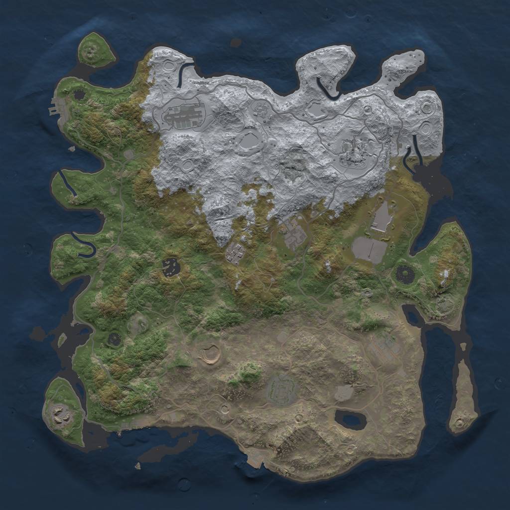 Rust Map: Procedural Map, Size: 4000, Seed: 739747526, 18 Monuments