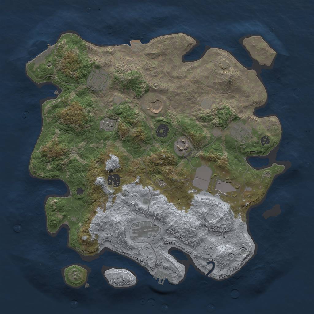 Rust Map: Procedural Map, Size: 3500, Seed: 1137526253, 16 Monuments