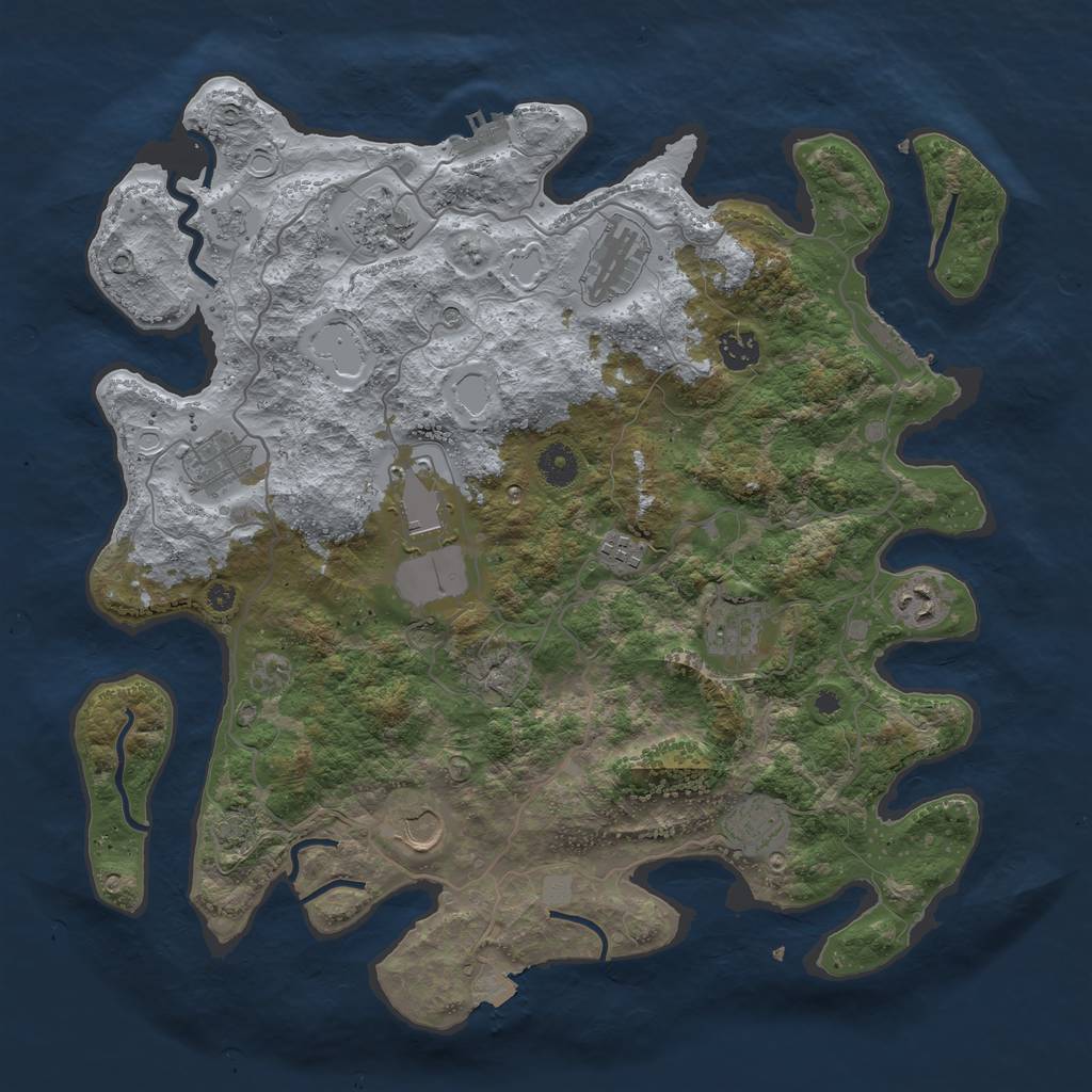 Rust Map: Procedural Map, Size: 4000, Seed: 1952621164, 18 Monuments