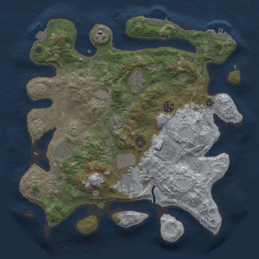 Rust Map: Procedural Map, Size: 3500, Seed: 1555, 16 Monuments