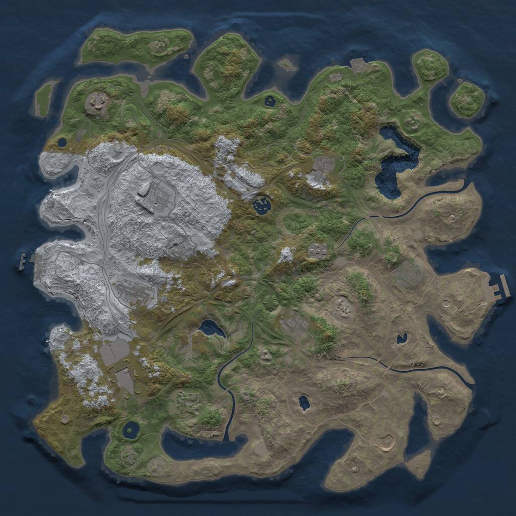 Rust Map: Procedural Map, Size: 4500, Seed: 2115073141, 17 Monuments