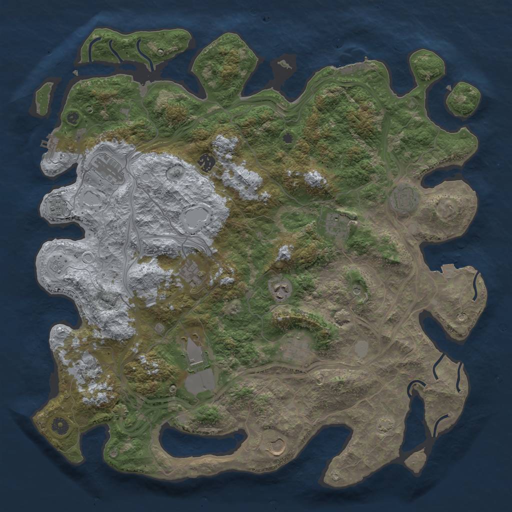 Rust Map: Procedural Map, Size: 4500, Seed: 2115073141, 19 Monuments