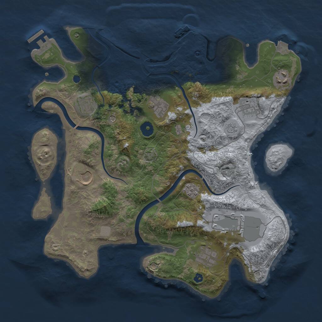 Rust Map: Procedural Map, Size: 3500, Seed: 1725559485, 14 Monuments