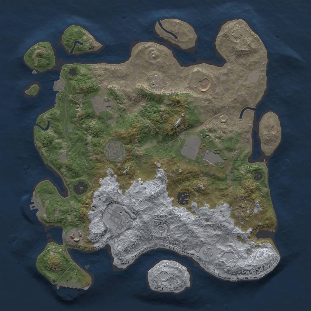 Rust Map: Procedural Map, Size: 3500, Seed: 28735511, 17 Monuments