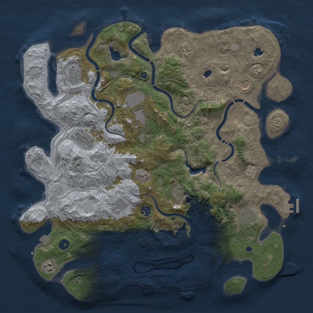 Rust Map: Procedural Map, Size: 4500, Seed: 66666666, 17 Monuments