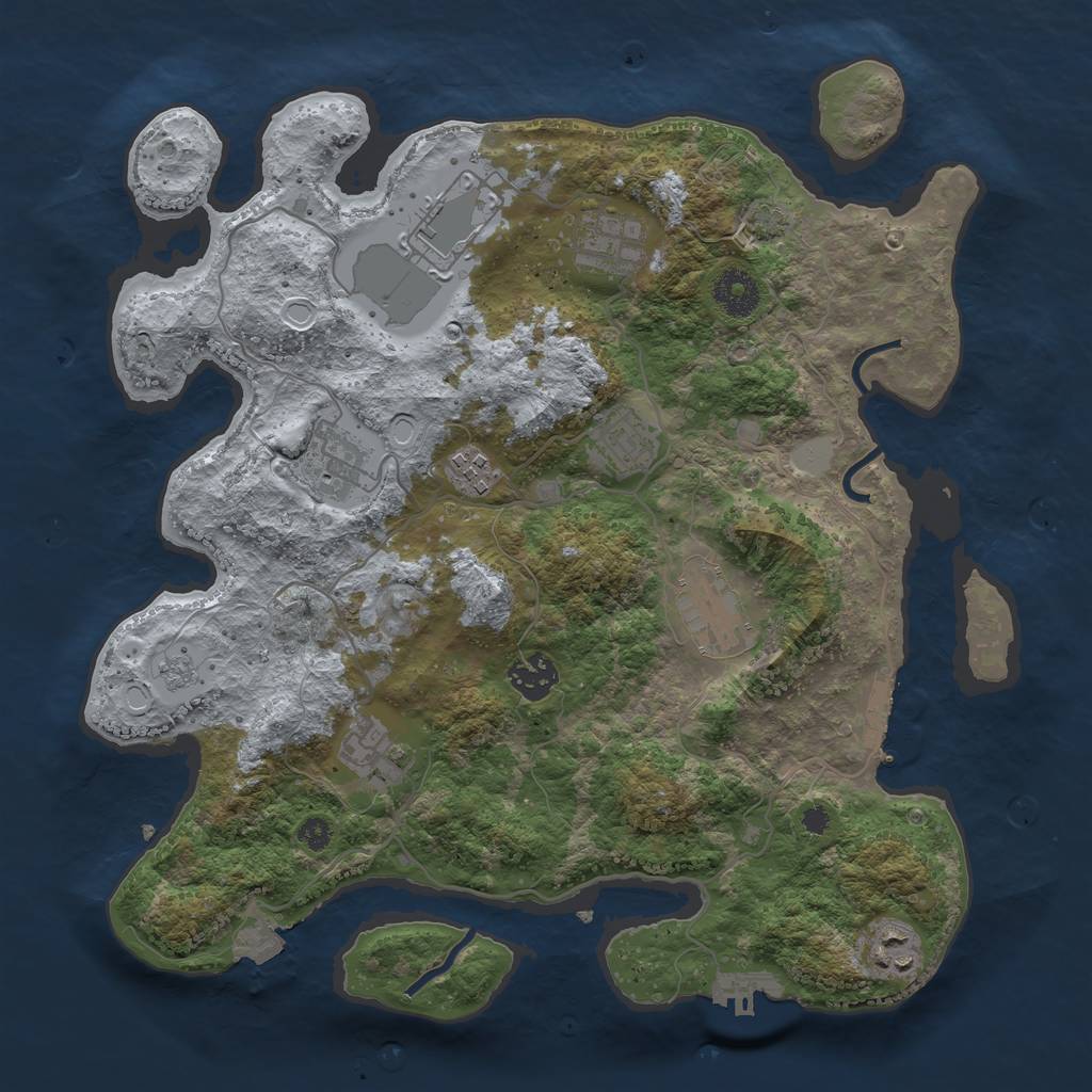 Rust Map: Procedural Map, Size: 3500, Seed: 498285, 16 Monuments