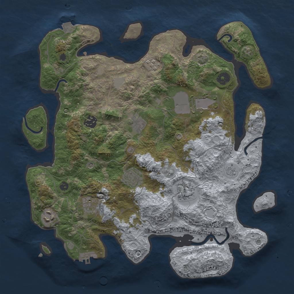 Rust Map: Procedural Map, Size: 3500, Seed: 1879196697, 15 Monuments