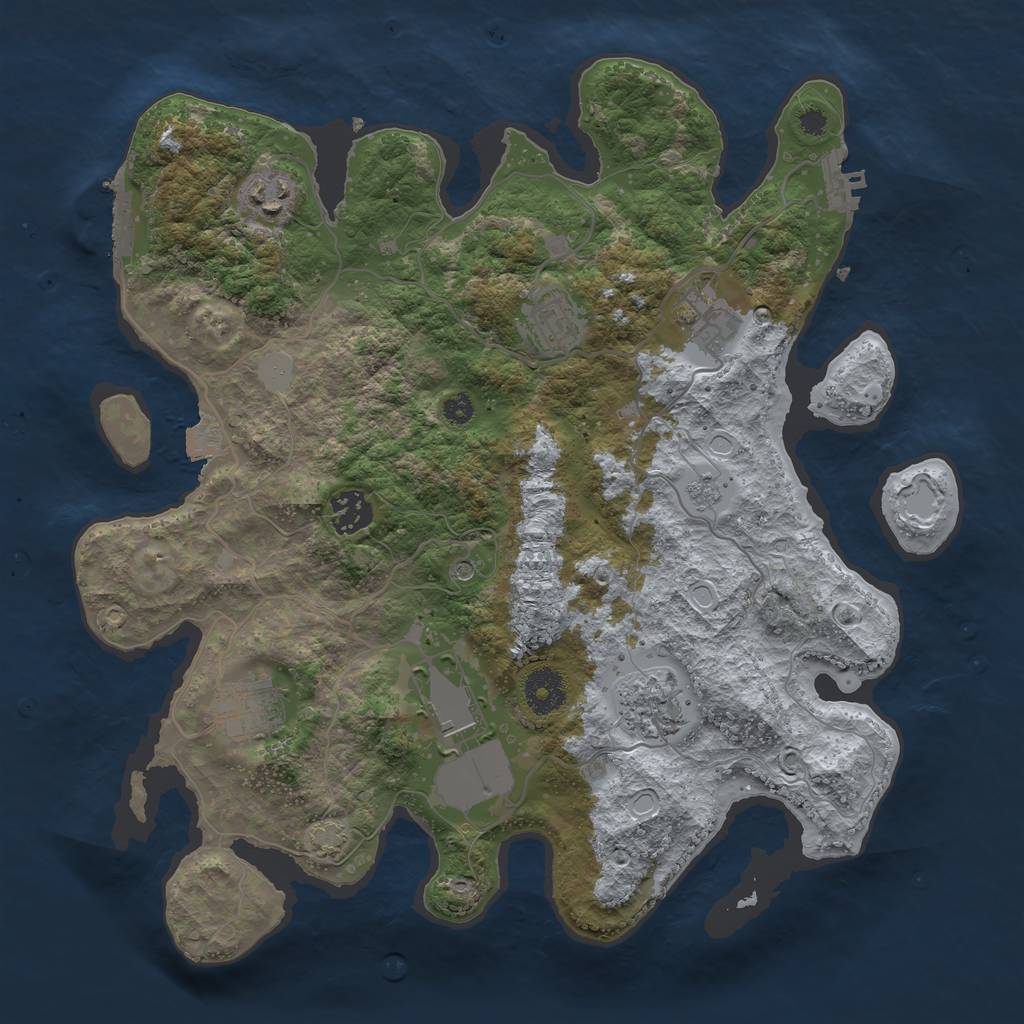 Rust Map: Procedural Map, Size: 3500, Seed: 585336259, 15 Monuments