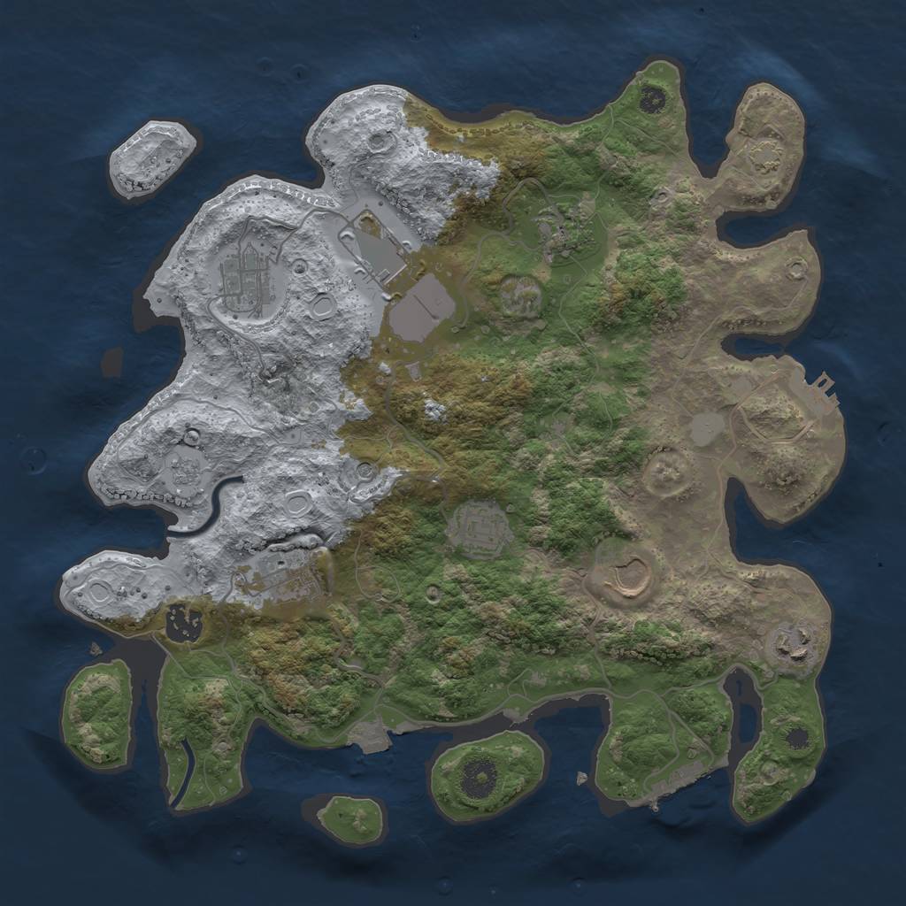 Rust Map: Procedural Map, Size: 3500, Seed: 8093867, 16 Monuments
