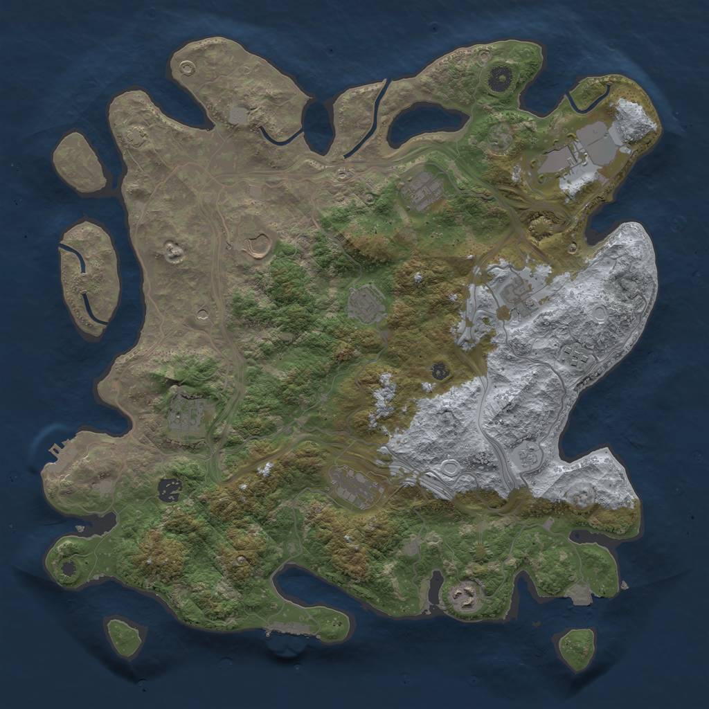 Rust Map: Procedural Map, Size: 4250, Seed: 901305663, 18 Monuments