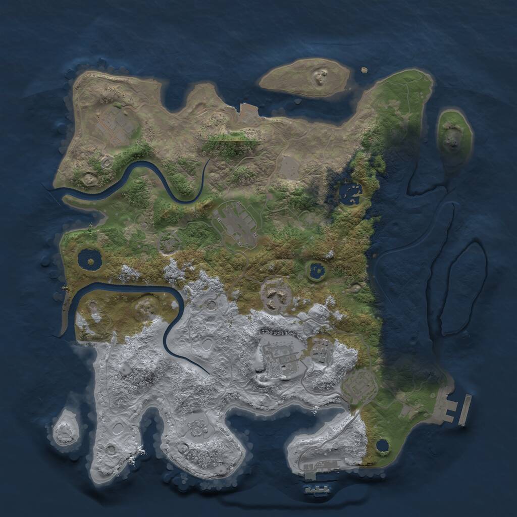 Rust Map: Procedural Map, Size: 3300, Seed: 1486994639, 13 Monuments