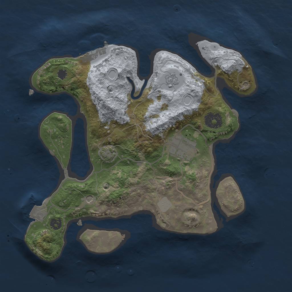 Rust Map: Procedural Map, Size: 2500, Seed: 2023120701, 8 Monuments