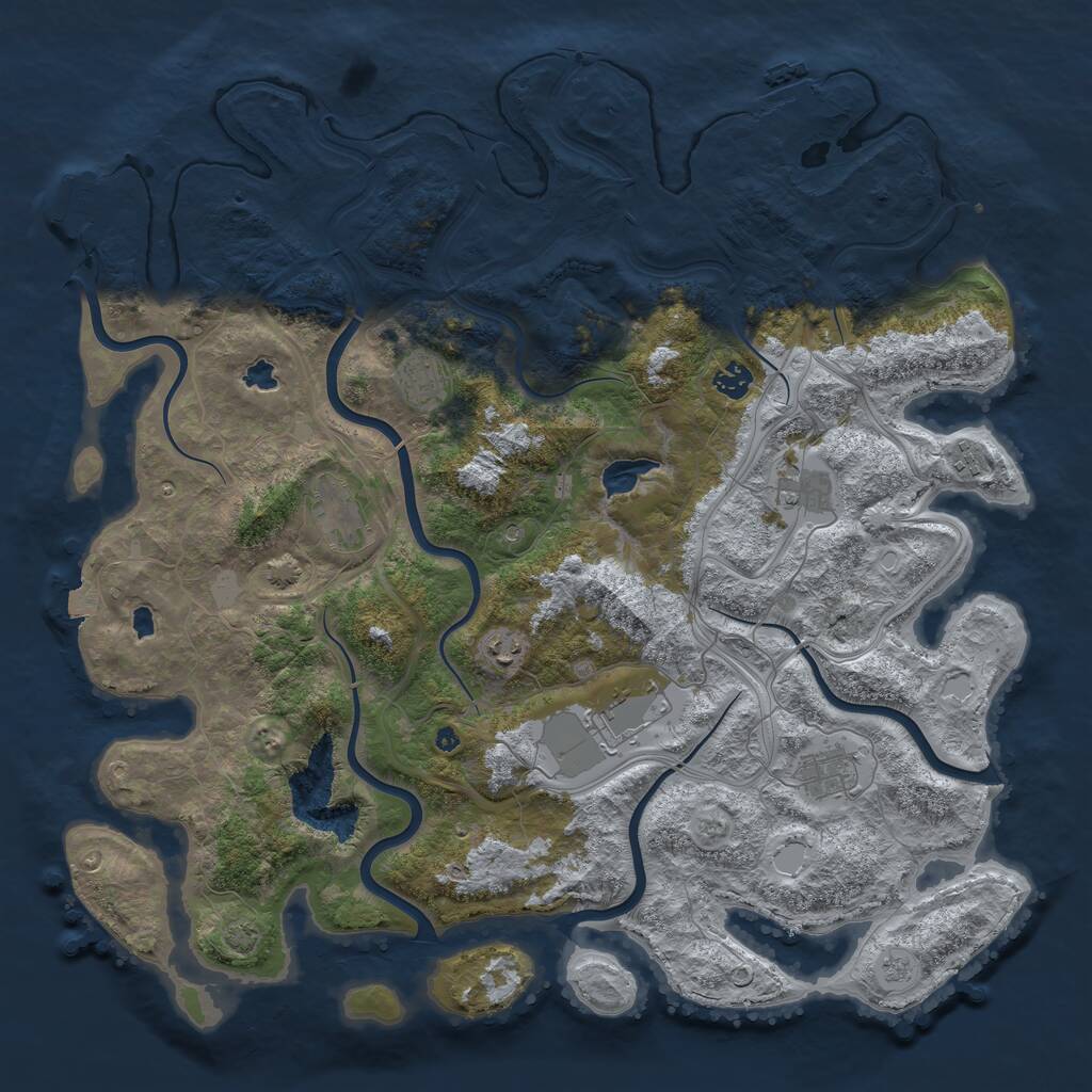 Rust Map: Procedural Map, Size: 4500, Seed: 1005055087, 14 Monuments