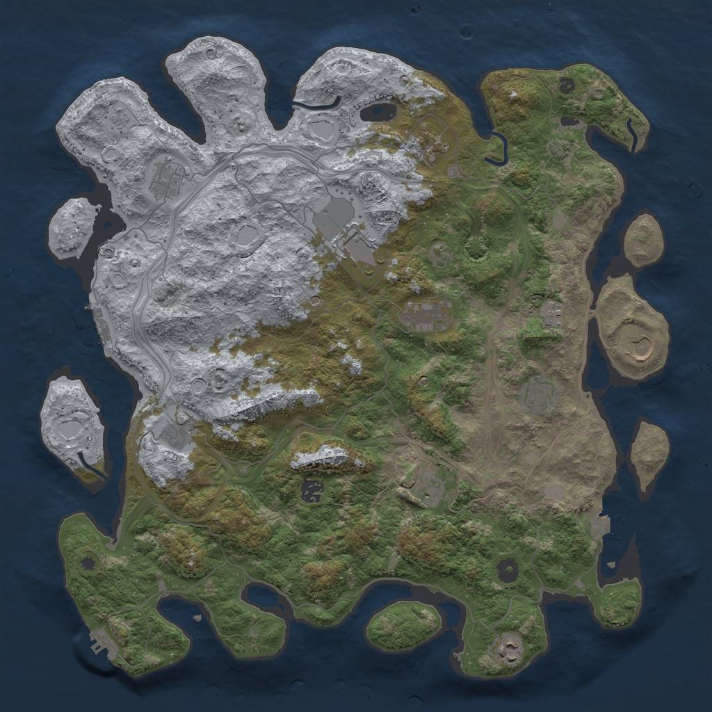 Rust Map: Procedural Map, Size: 4500, Seed: 1383856525, 19 Monuments