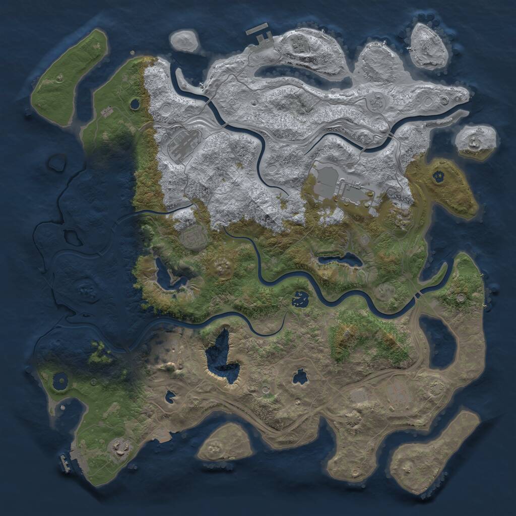 Rust Map: Procedural Map, Size: 4500, Seed: 1130945368, 15 Monuments