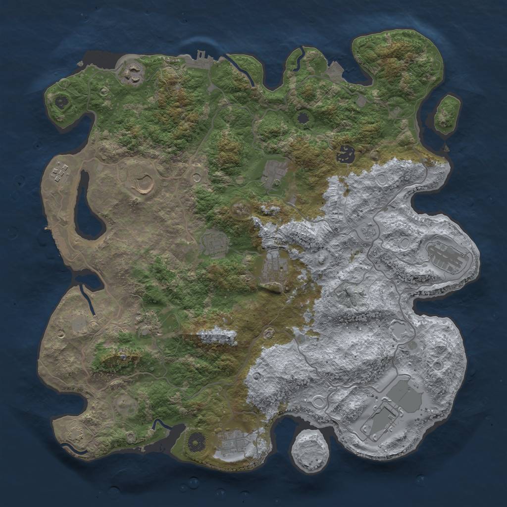 Rust Map: Procedural Map, Size: 4000, Seed: 1627948328, 19 Monuments