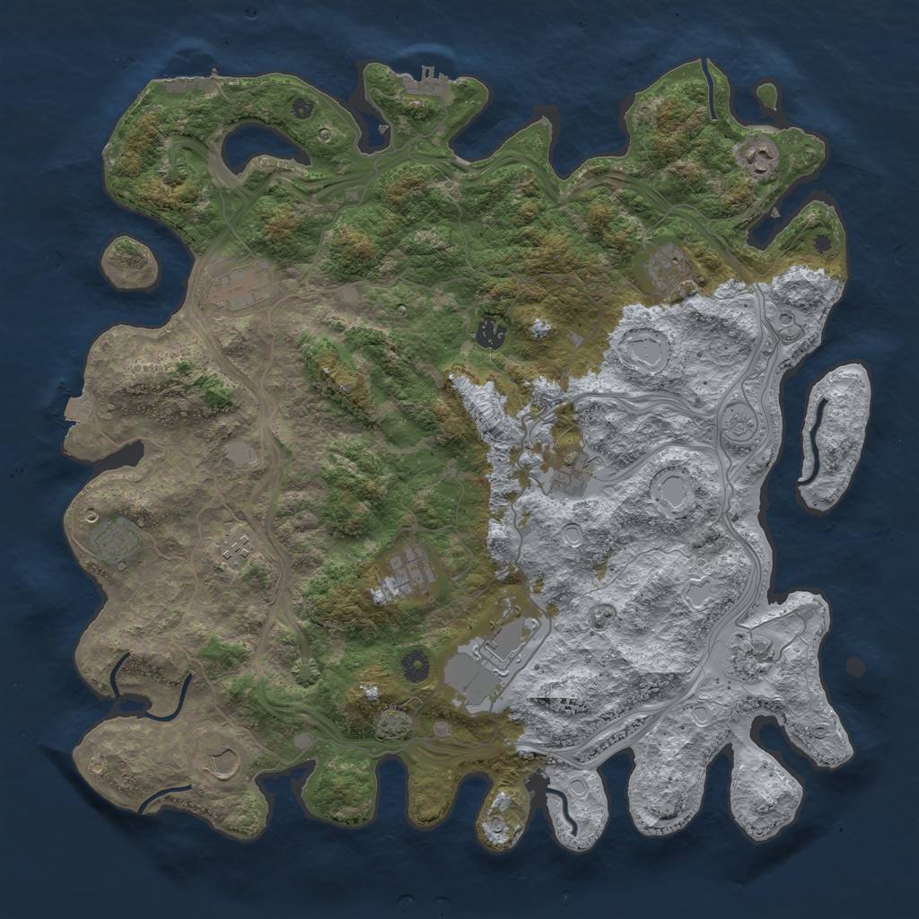 Rust Map: Procedural Map, Size: 4500, Seed: 1691079668, 19 Monuments