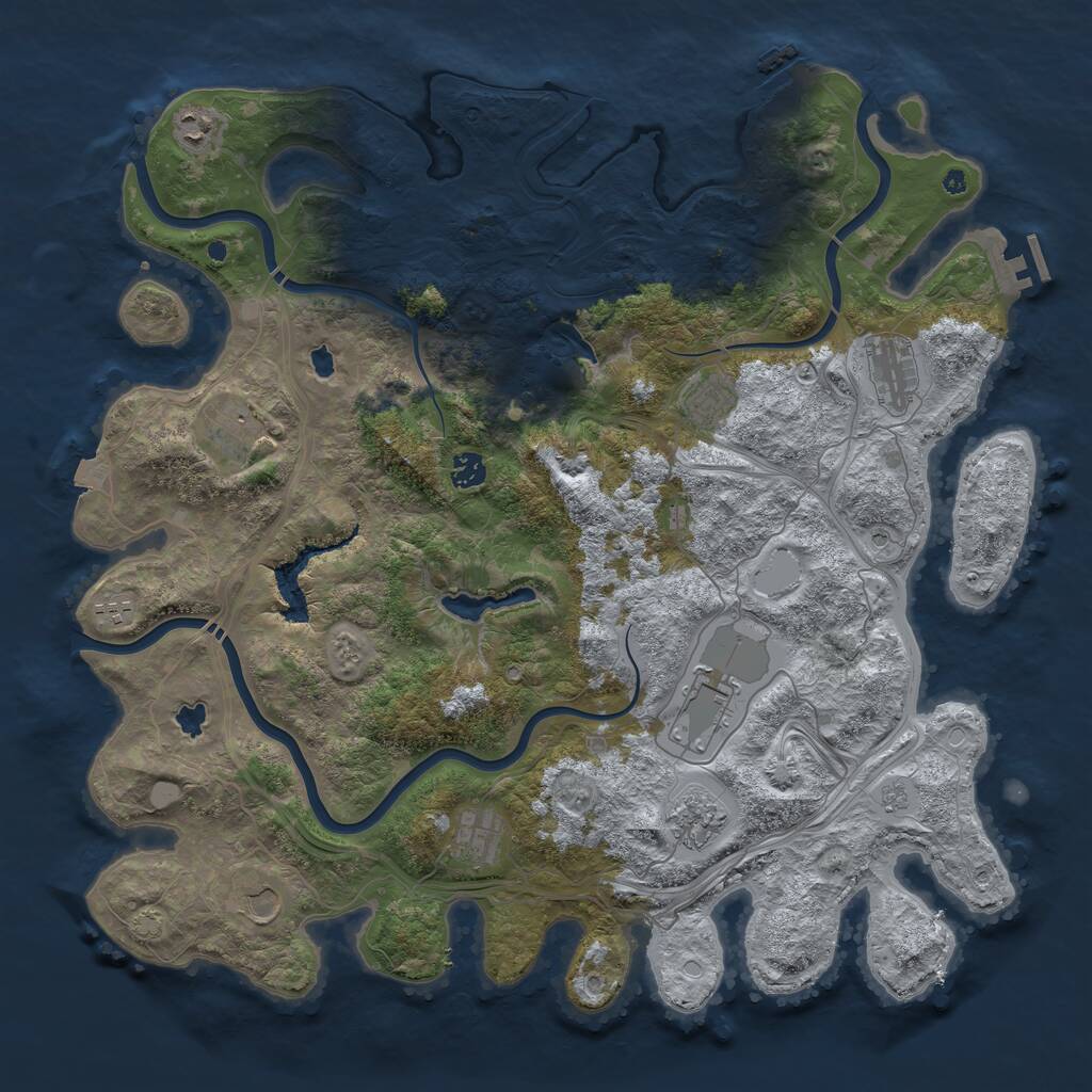 Rust Map: Procedural Map, Size: 4500, Seed: 1691079668, 16 Monuments