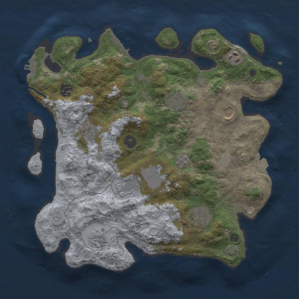 Rust Map: Procedural Map, Size: 3500, Seed: 860118464, 17 Monuments