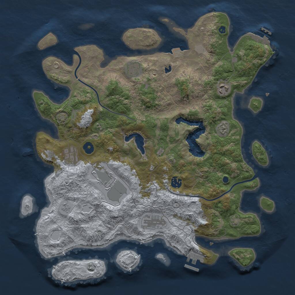 Rust Map: Procedural Map, Size: 4000, Seed: 1460225807, 12 Monuments