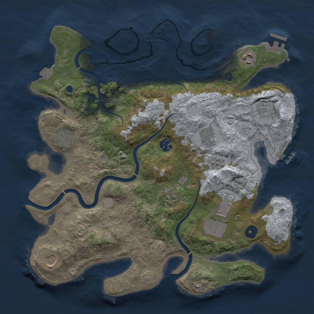 Rust Map: Procedural Map, Size: 3700, Seed: 1970658687, 15 Monuments