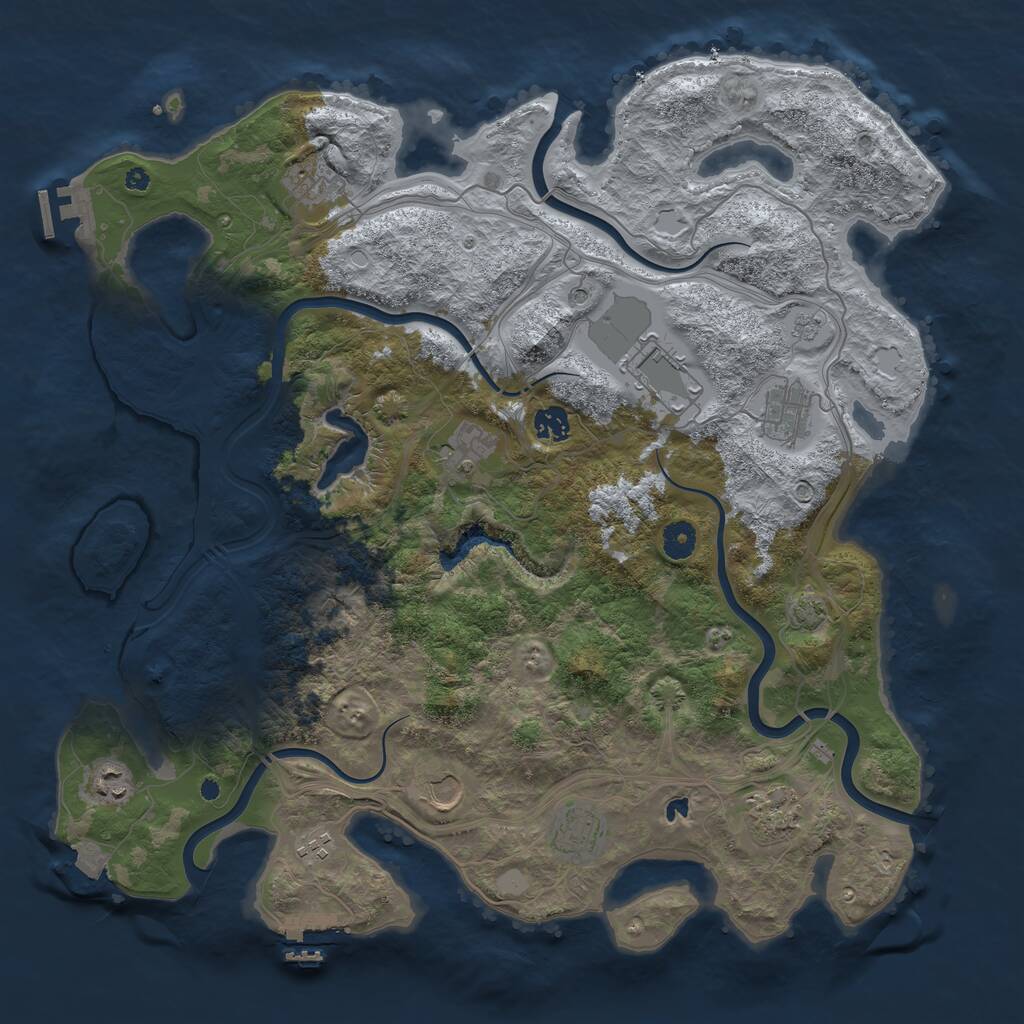 Rust Map: Procedural Map, Size: 4250, Seed: 1099530953, 16 Monuments