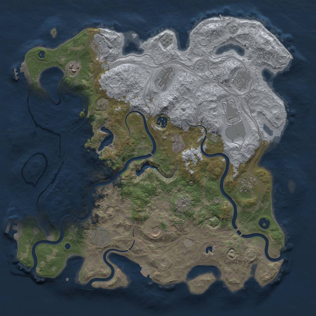 Rust Map: Procedural Map, Size: 4250, Seed: 1099530953, 17 Monuments