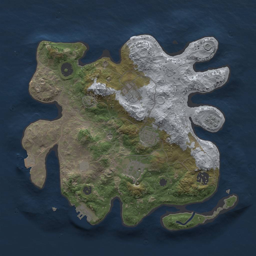 Rust Map: Procedural Map, Size: 3000, Seed: 1147994843, 12 Monuments